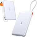 Torras Mini Slim PD Power Bank met ingebouwde USB-C kabel - 10000mAh - Wit