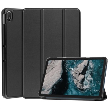 Tri-Fold Series Nokia T20 Smart Folio Hoesje - Zwart