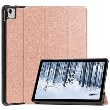 Tri-Fold Series Nokia T21 Smart Folio Hoesje - Rose Gold