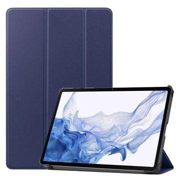 Tri-Fold Series Samsung Galaxy Tab S8 Smart Folio Hoesje - Donkerblauw