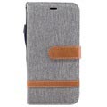 iPhone X / iPhone XS Two-Tone Jeans Portemonnee Case - Grijs