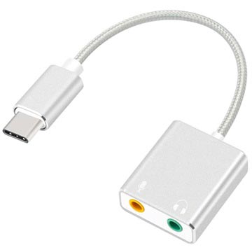USB-C / AUX Koptelefoon & Microfoon Audio Adapter - Zilver