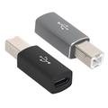 USB-C vrouwelijk naar USB Type-B mannelijk adapter voor printer, scanner - 2-pack - zwart en grijs