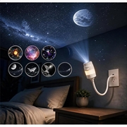 USB Galaxy-projector-nachtlampje - 7 sterrenschijven, flexibel 360°-zwanenhalsontwerp - wit