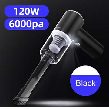 USB Oplaadbare Snoerloze Auto Stofzuiger 6000Pa - Zwart