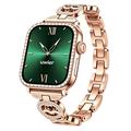 UWIER NovaMini smartwatch voor dames met rand met strass-steentjes - goud