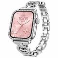 UWIER NovaMini smartwatch voor dames met rand met strass-steentjes - zilver