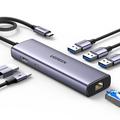 Ugreen CM512 7-in-1 USB-C Hub - 3x USB-A, 1x USB-C, 1x HDMI, 1x RJ45 - Grijs
