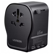 Ugreen S550 reisadapter - 65W, 3.25A, USB-A, 2x USB-C - Zwart