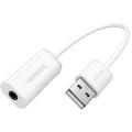 Ugreen US206 USB-A naar 3.5mm audioadapter - wit