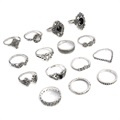 Universele Vintage Boho Ringset voor Vrouwen - 15 St. - Zilver