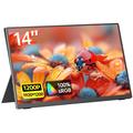 V140F1 14-inch draagbare monitor met magnetische lederen hoes – zwart