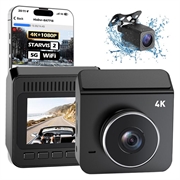 V63 Dual Dashcam - 4K/1080p, HDR-nachtzicht, 5.8GHz wifi, parkeercamera - Zwart
