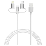 Verbatim Essentials 3-in-1-kabel - USB-A naar Micro-B, USB-C, Lightning - 18W, 1m - Wit