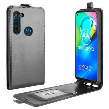Motorola Moto G8 Power Verticale Flip Hoesje met Creditcardvak - Zwart