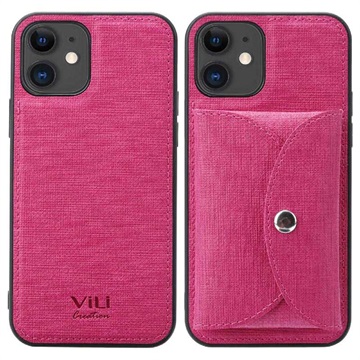 Vili T iPhone 12/12 Pro Hoesje met Magnetisch Portemonnee - Hot Pink
