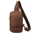Vintage leren heuptas / crossbody-reistas - koffiekleur