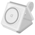 W-126 3-in-1 opvouwbaar draadloos oplaadstation - Wit