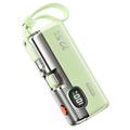 Wekome G12X powerbank van 5000mAh met led-display, USB-C- en Lightning-kabels - 22.5W - groen