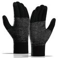 WM 1 paar Unisex gebreide warme handschoenen Touch Screen Stretchy wanten Knit Voering Handschoenen - Zwart