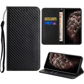 Samsung Galaxy S22 5G Portemonnee Hoesje - Koolstofvezel - Zwart