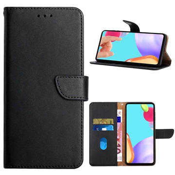 Motorola Edge 30 Pro Leren Wallet Hoesje met Statief - Zwart