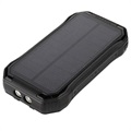 Waterbestendige Solar Powerbank met Draadloze Oplader - 30000mAh - Zwart