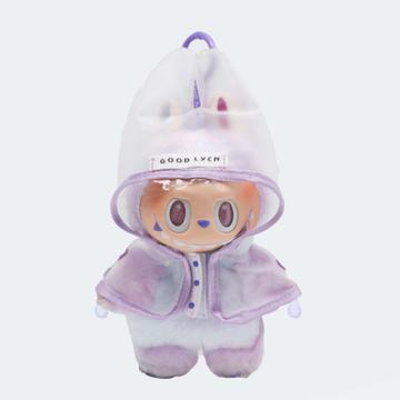 Waterdichte Regenjas met Capuchon voor Labubu pop 17cm - Paars
