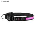 Waterdichte LED hondenhalsband met Apple AirTag 1/2 houder - Groot 38-60cm - Roze
