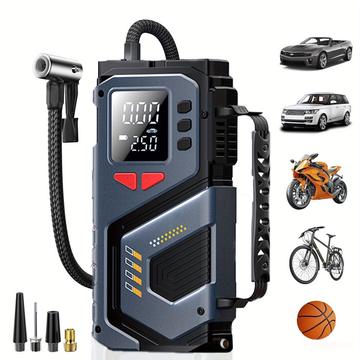 Draadloze luchtpomp met auto jumpstarter en zaklamp - 6000mAh/120W