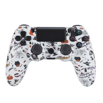 Draadloze gamecontroller gamepad voor PS4 game joystick met luidspreker en stereo hoofdtelefoonaansluiting - Witte Halloween
