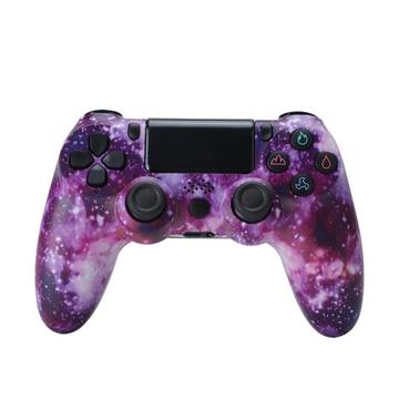 Draadloze gamecontroller gamepad voor PS4 game joystick met luidspreker en stereo hoofdtelefoonaansluiting - paarse sterrenhemel