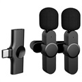 Draadloze Lavalier / Clip-On Microfoon voor Smartphone - USB-C - Zwart