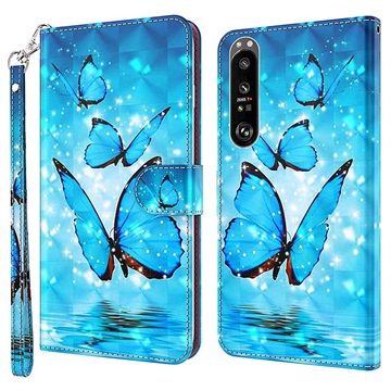 Wonder Series Sony Xperia 1 III Wallet Case - Blauw Vlinder