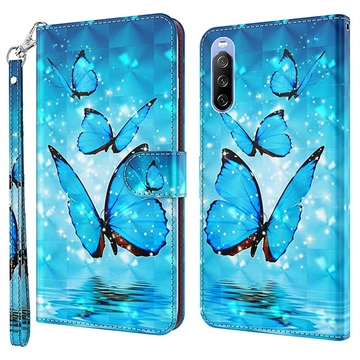 Wonder Series Sony Xperia 10 III, Xperia 10 III Lite Wallet Case - Blauw Vlinder