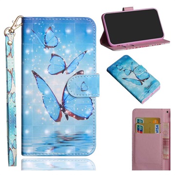 Wonder Series Samsung Galaxy Note20 Portemonnee Hoesje - Blauw Vlinder