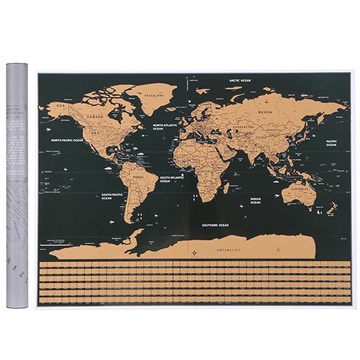 Scratch Map Wereldkaart met Nationale Vlaggen