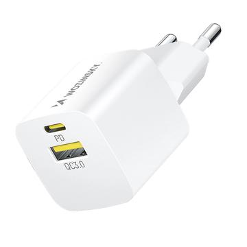 Wozinsky WWCEAC 33W GaN Dual-Port Wandoplader - USB-A, USB-C - Wit