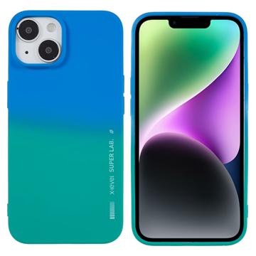 X-Level Rainbow iPhone 14 Plus TPU Hoesje - Groen / Blauw
