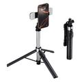 X2 Bluetooth-selfiestick met statief, afstandsbediening en twee invullampen - Zwart