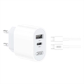 XO L97 Dual-Port Stopcontact Lader met USB-C Kabel - Wit