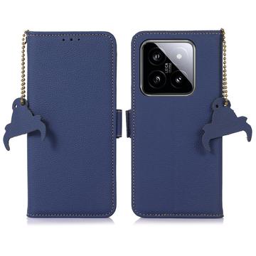 Xiaomi 14 Pro Leren Portemonnee Hoesje met RFID - Blauw