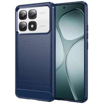 Xiaomi 14T Pro Geborsteld TPU Hoesje - Koolstofvezel - Blauw