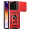 Xiaomi 14T Pro Hybride Hoesje met Roterende Ring en Cameraschild - Rood