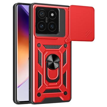 Xiaomi 14T Pro Hybride Hoesje met Roterende Ring en Cameraschild - Rood
