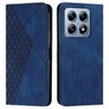 Xiaomi 14T Ruitpatroon Portemonnee Hoesje met Magnetische Sluiting - Blauw
