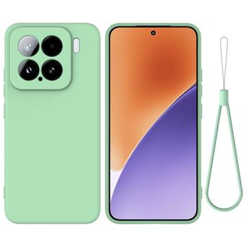 Xiaomi 15 Vloeibare siliconen hoesje met polsbandje - Groen