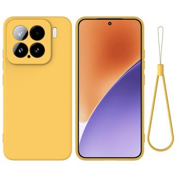 Xiaomi 15 Vloeibare siliconen hoesje met polsbandje - Geel
