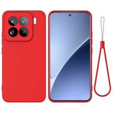 Xiaomi 15 Pro Vloeibare siliconen hoesje met polsbandje - Rood