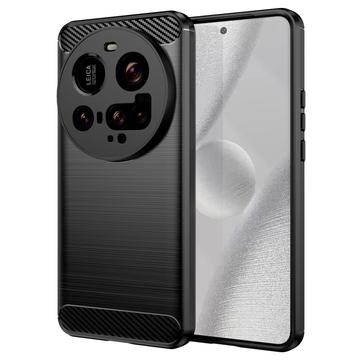 Xiaomi 15 Ultra Geborsteld TPU Hoesje - Koolstofvezel - Zwart